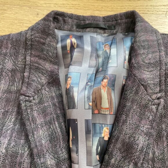 Hans Ubbink Embellished Single-Breasted Blazer Jacket Women's Purple Check - Picture 4 of 16